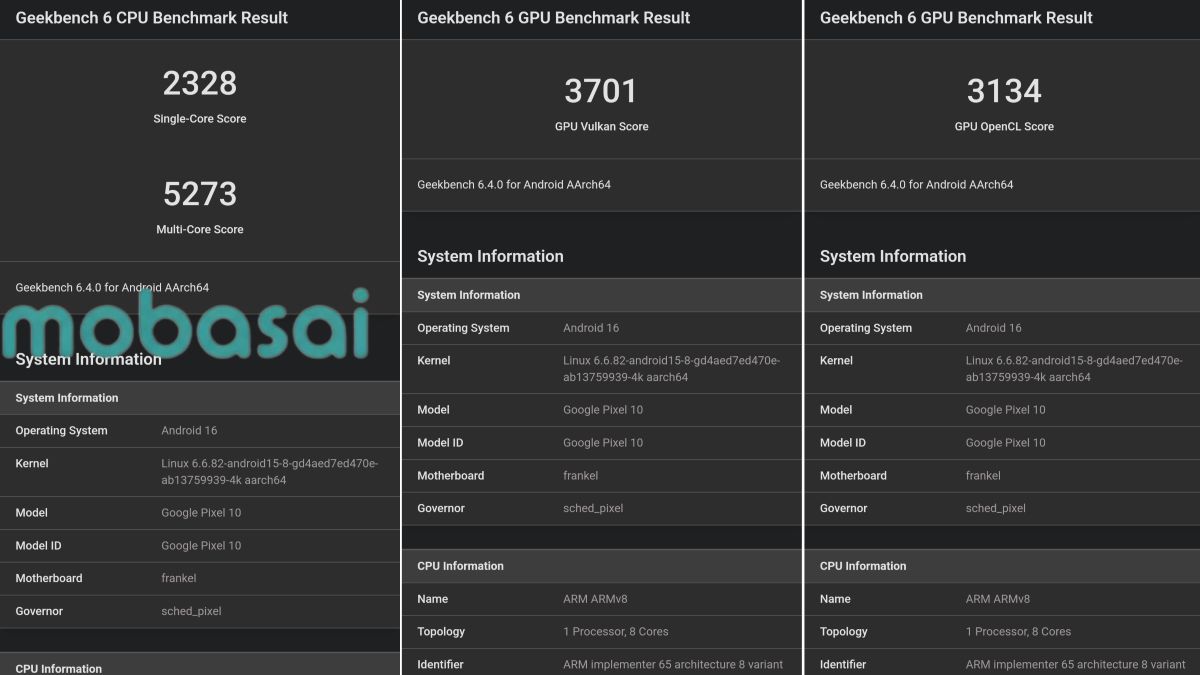 Google Tensor G5 Geekbench 6
