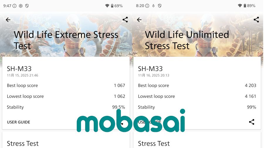 AQUOS sense10 3DMark Wild Life Extreme Stress Test