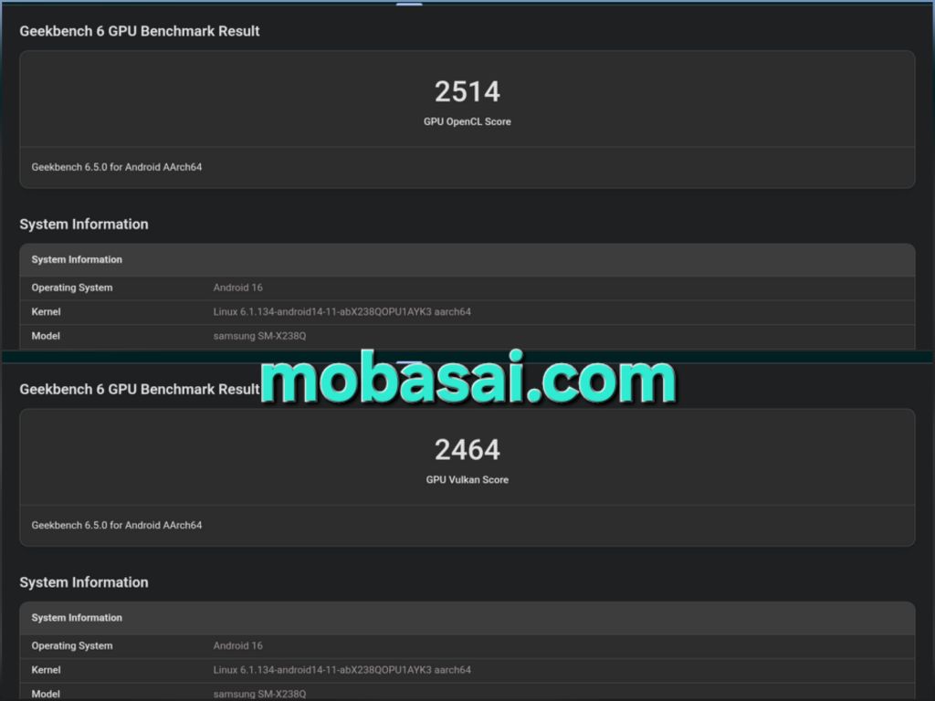 Galaxy Tab A11+ 5G Geekbench 6 GPU