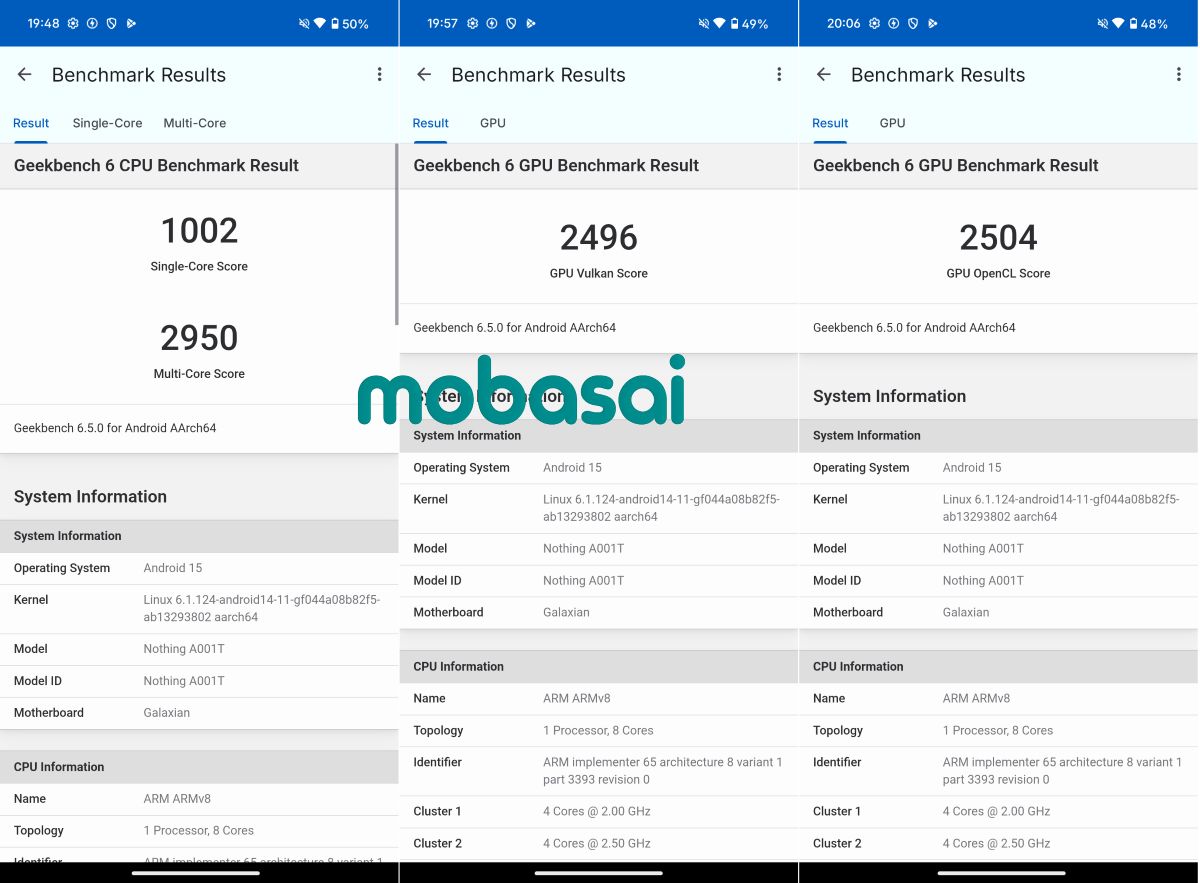 Nothing Phone (3a) lite Geekbench6