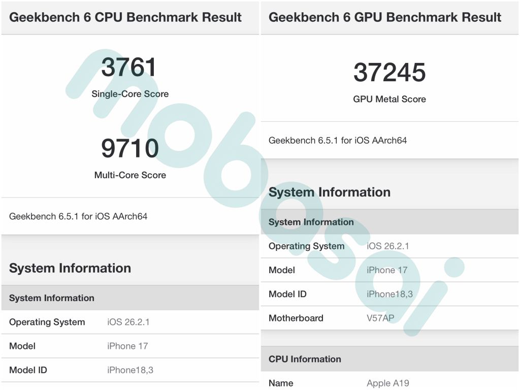 iPhone 17 Geekbench6