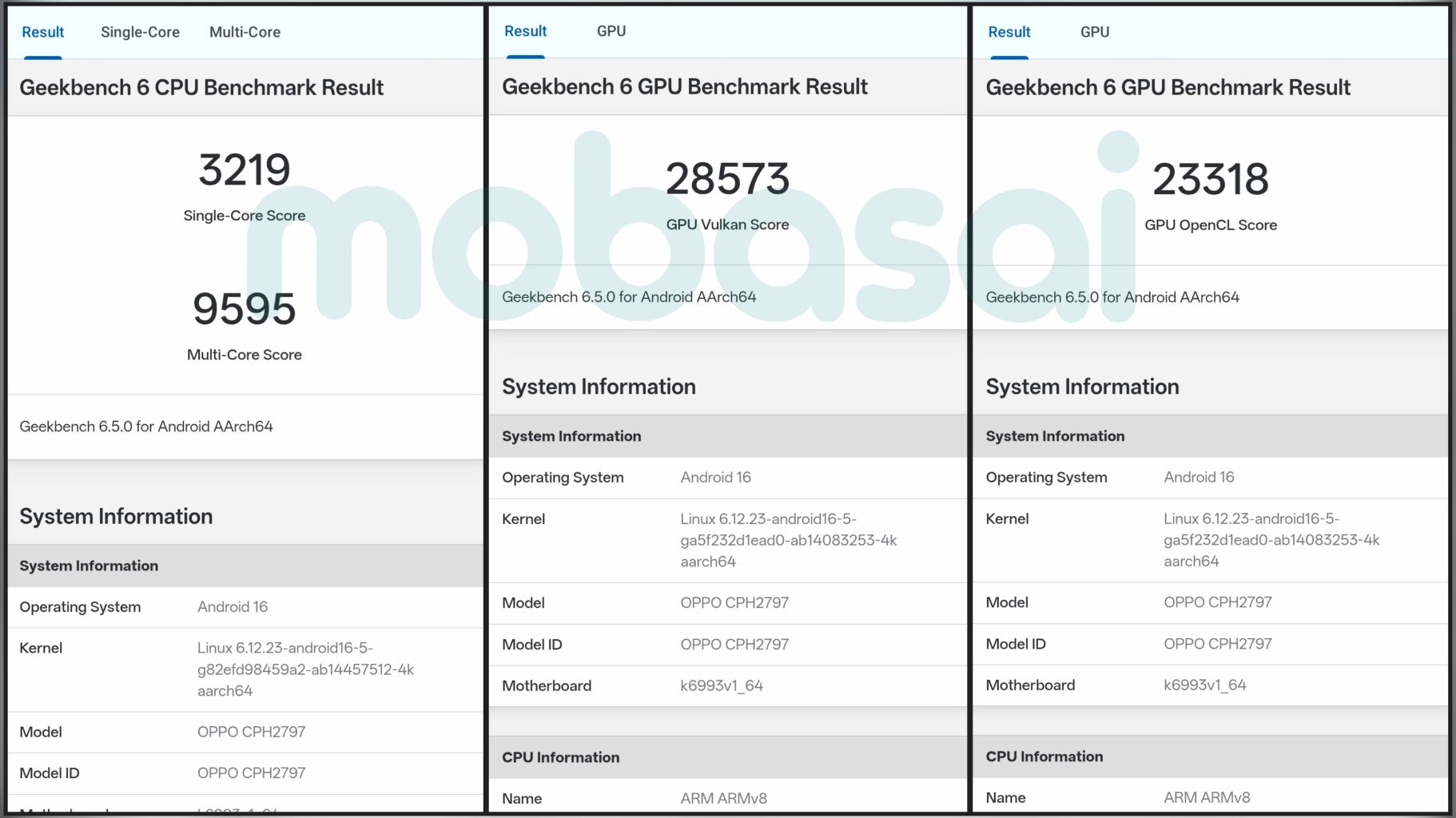 Dimensity 9500 OPPO Find X9 Geekbench6