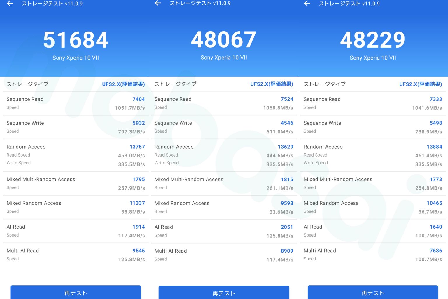 Xperia 10 VII AnTuTu Storage Test UFS