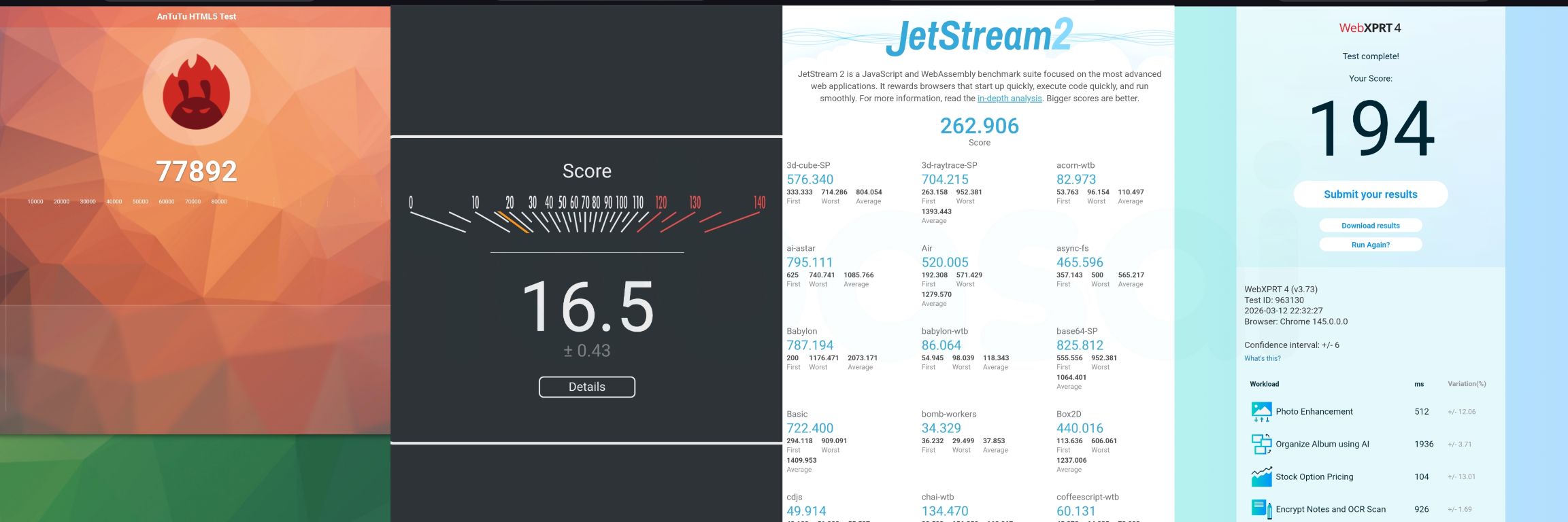 galaxy tab s9 Snapdragon 8 Gen 2 for Galaxy antutu html5 test、speedometer3.1、jetstream2、webxprt4