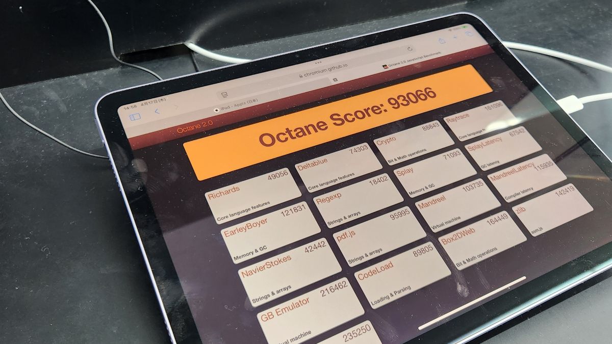 iPad Air Apple M3 Google Octane 2.0